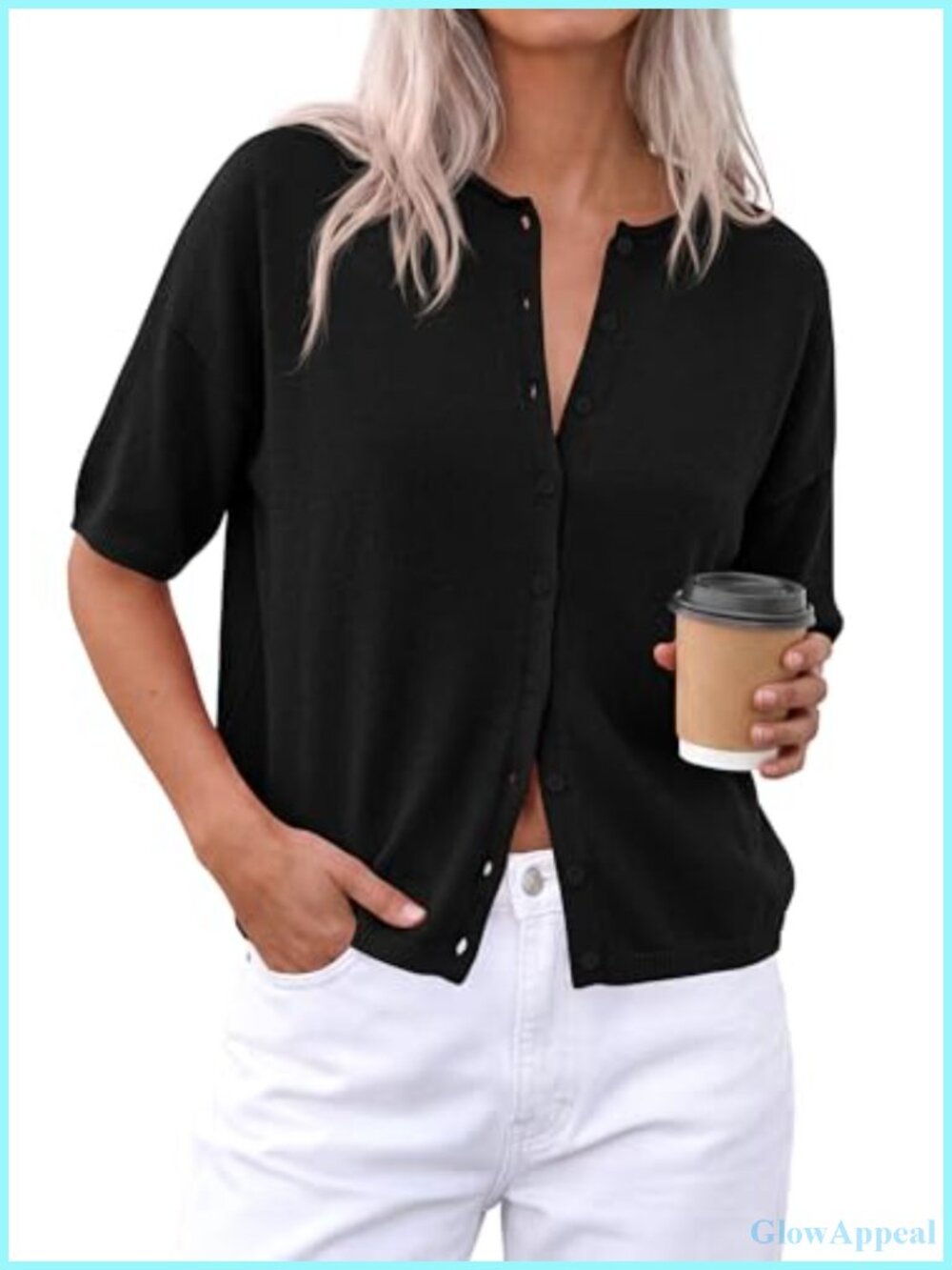 Short Sleeve Cardigan Sweater Women's Lightweight Viscose Knit